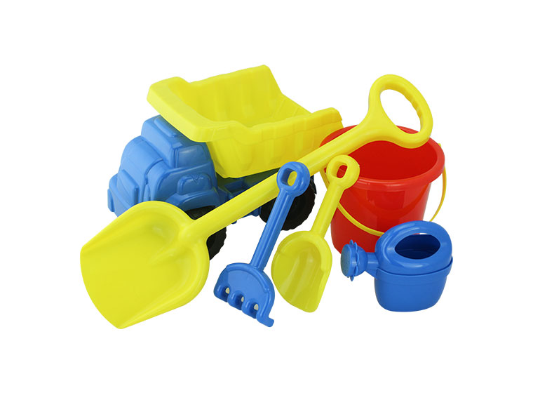 Aset of colorful plastic baby toys