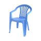 Blue plastic chair in white background