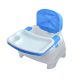 Blue and white plastic baby feeding chair