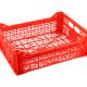 A big red plastic crate