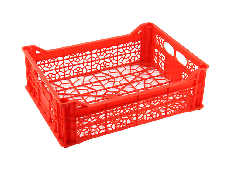 A big red plastic crate