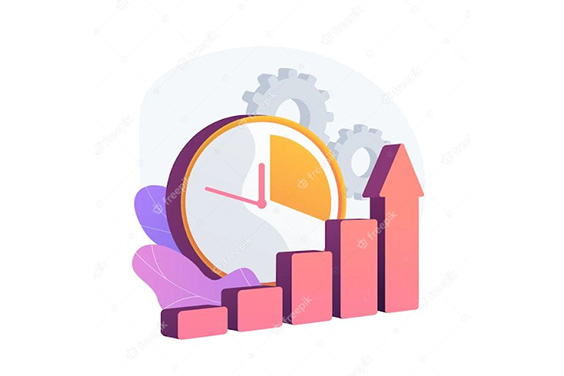 Clock and increasing chart - Workflow productivity increase