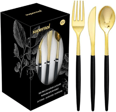 Gold plastic cutlery (2)