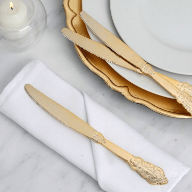 Gold plastic cutlery