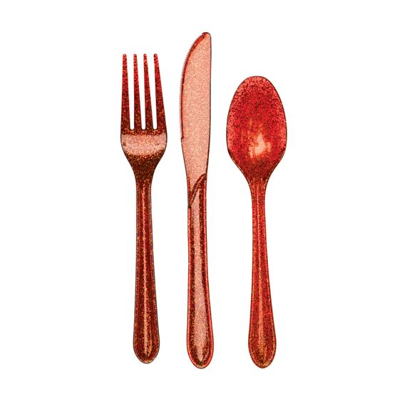 Red glittered cutlery