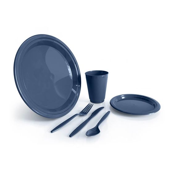 blue-colored reusable tableware