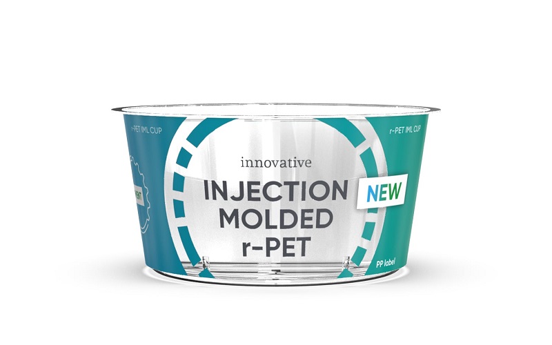 Injection molded r-PET cups