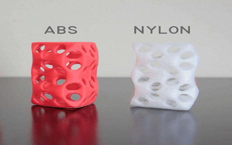 3D printed prototypes of nylon and ABS